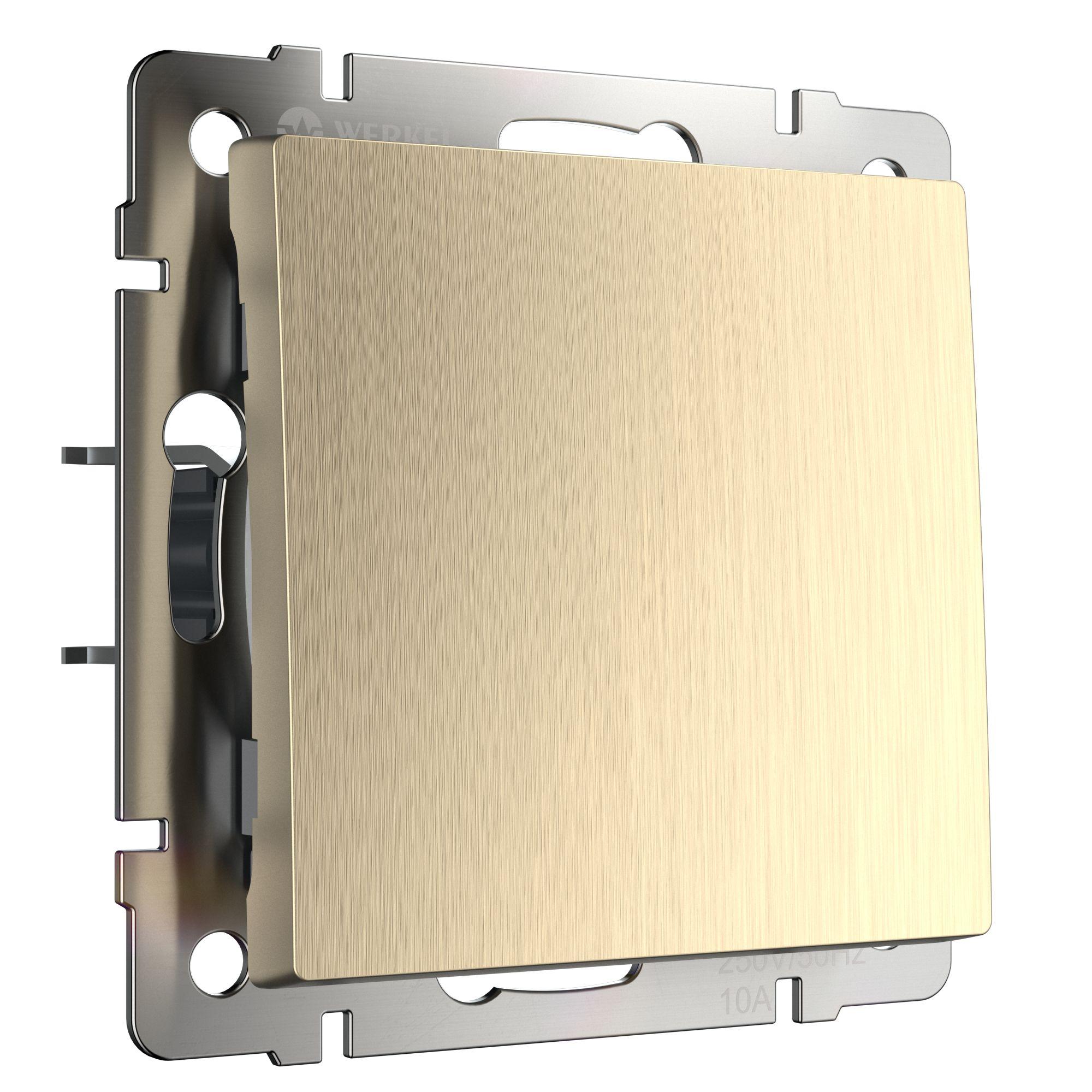 Выключатель одноклавишный проходной шампань рифленый Werkel W1112010