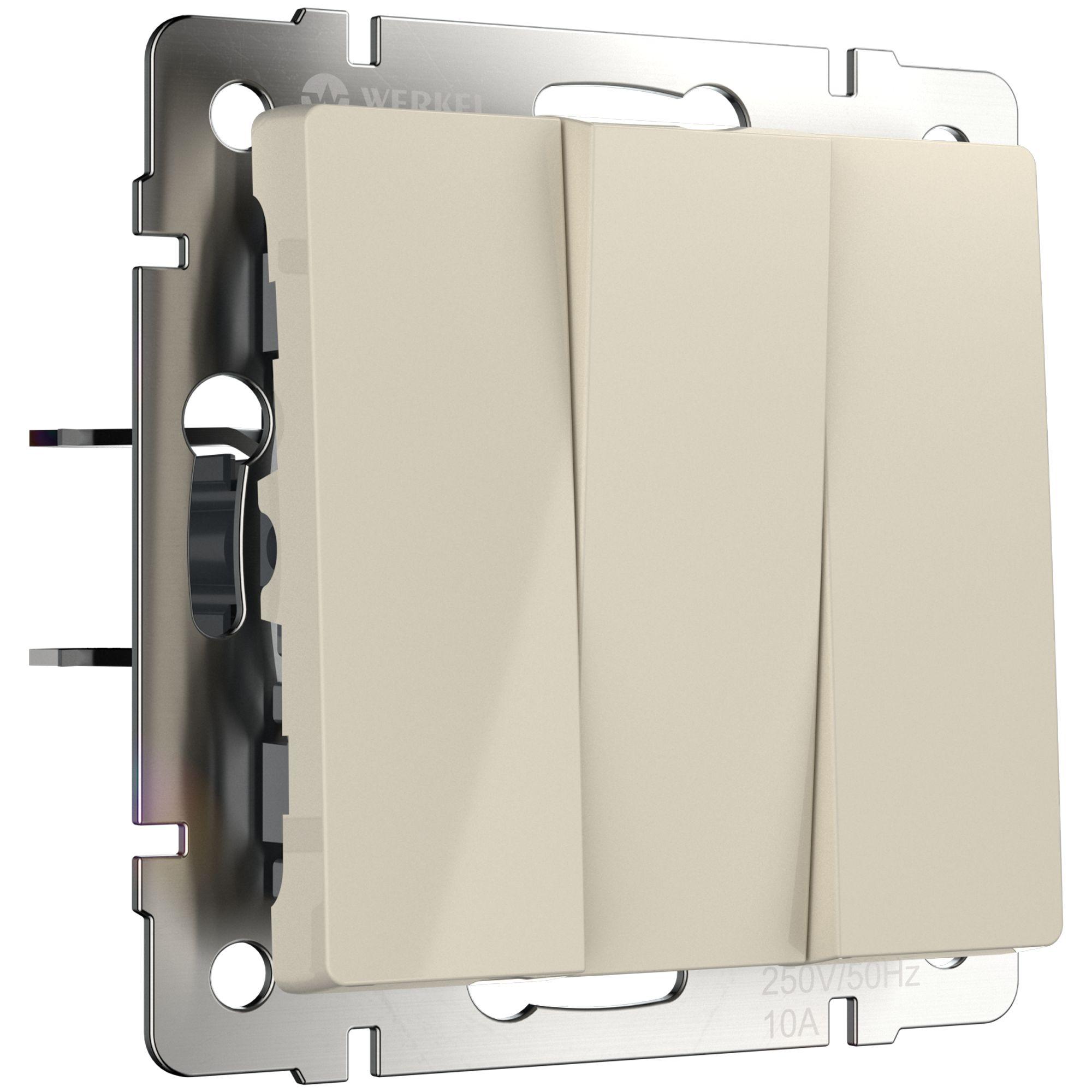 Выключатель трехклавишный слоновая кость Werkel W1130003