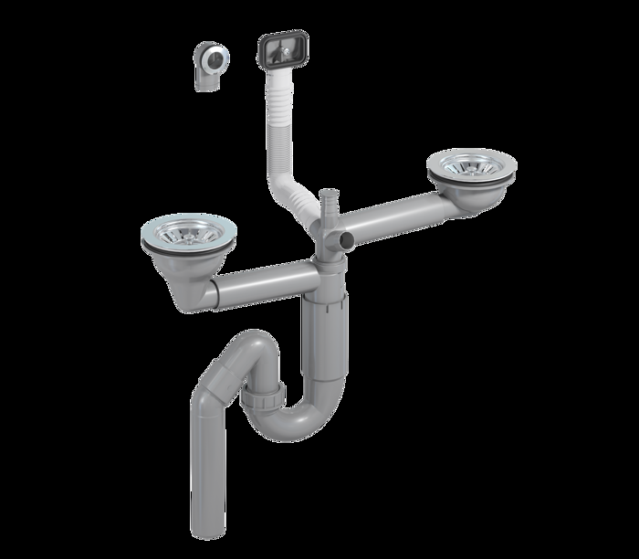 Сифон для мойки Prevex P-loc двойной PL2-D9CR5-SANT-01