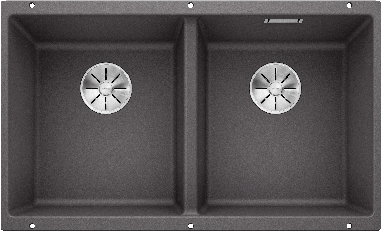 Врезная кухонная мойка Blanco SUBLINE 350/350-U SILGRANIT PuraDur темная скала