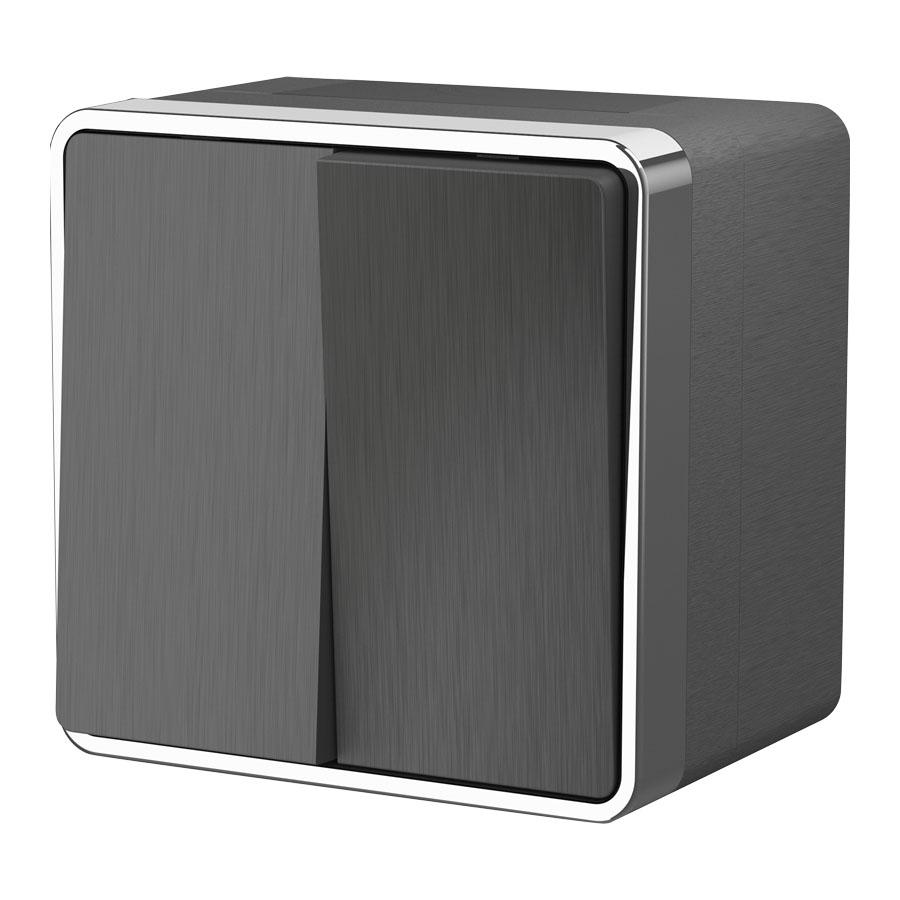 Выключатель двухклавишный влагозащищенный Gallant графит рифленый Werkel W5020204