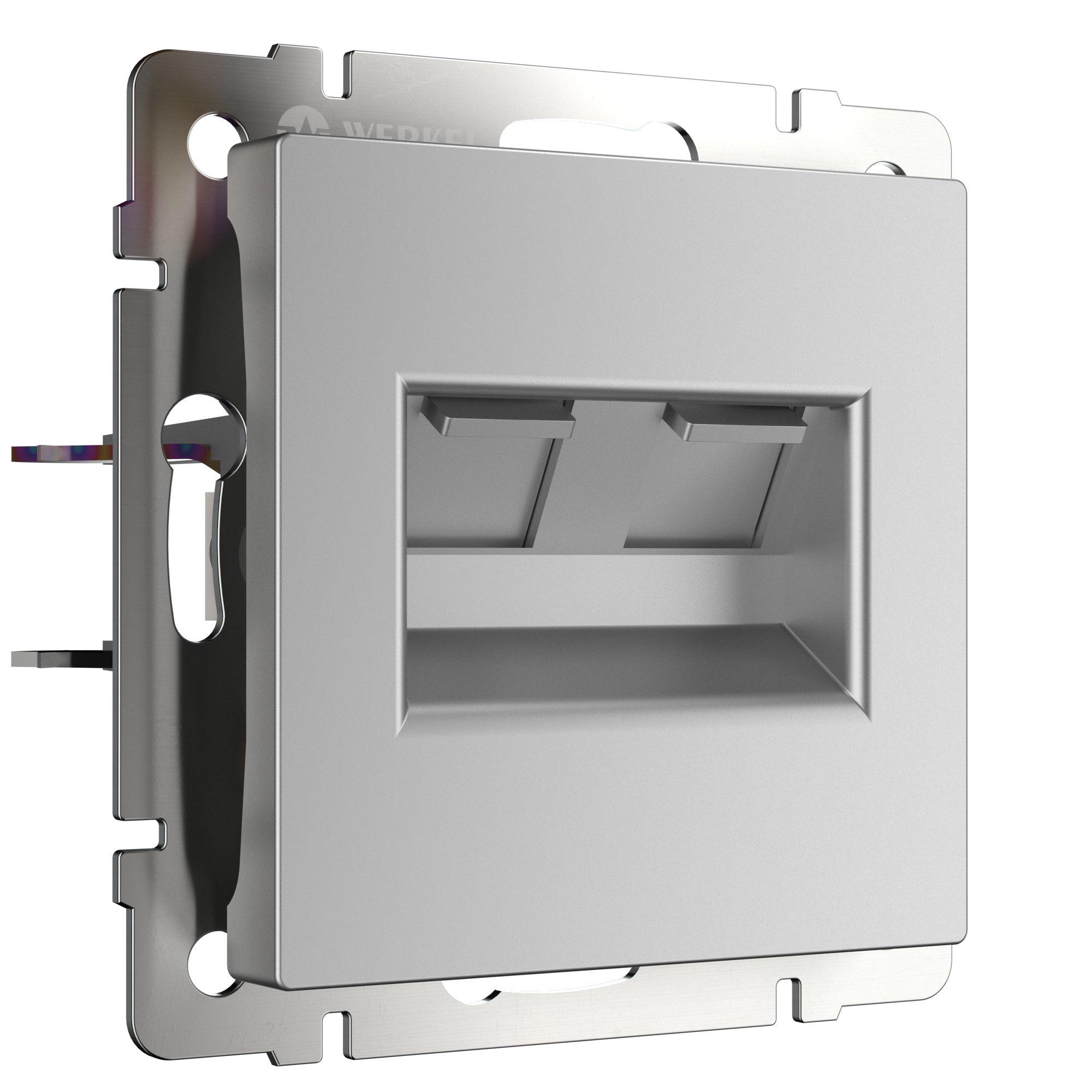 Розетка двойная Ethernet RJ-45 серебряный Werkel W1181106
