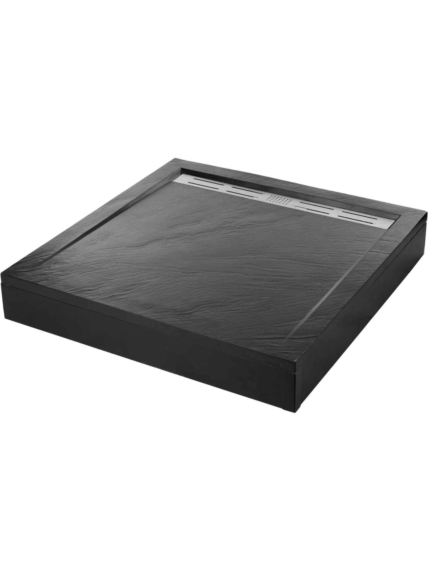 Душевой поддон с сифоном WeltWasser WW TRS 90 STONE-BL 90х90х3 10000004412 черный