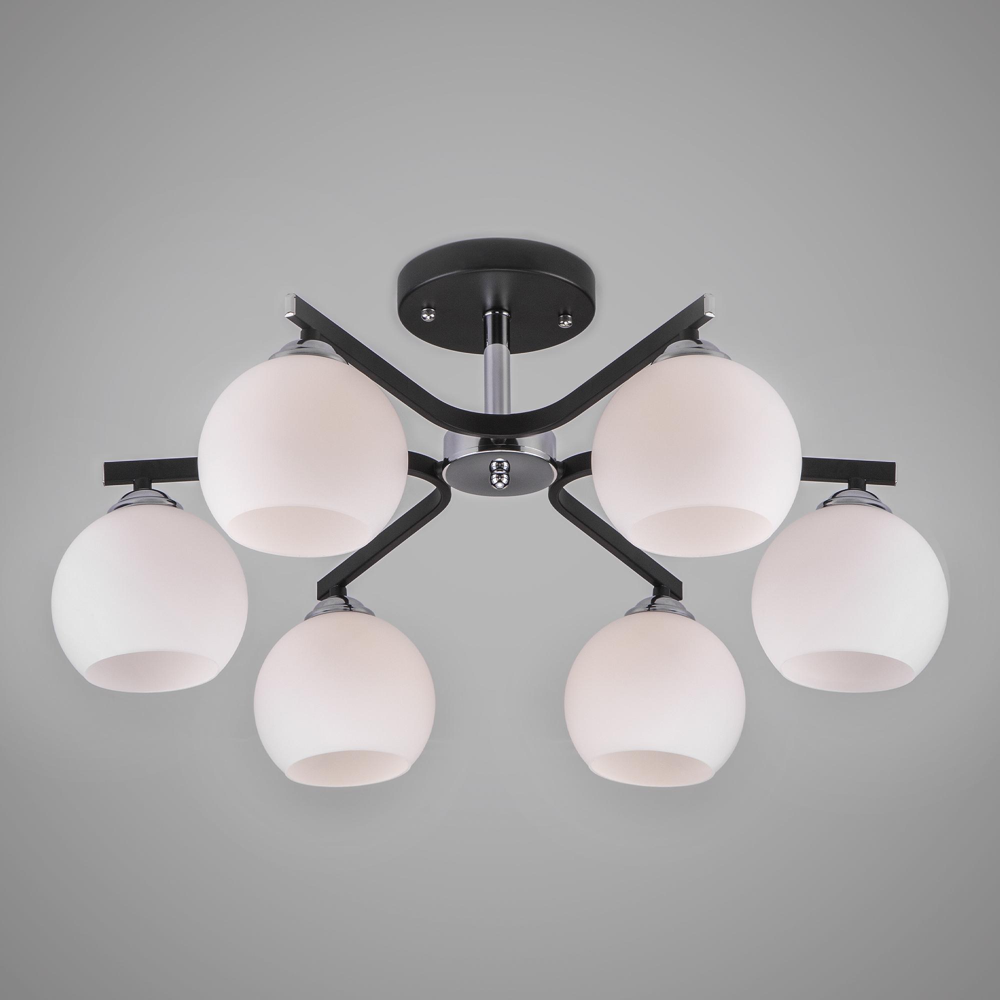 Потолочная люстра со стеклянными плафонами Eurosvet 30145/6 хром/венге