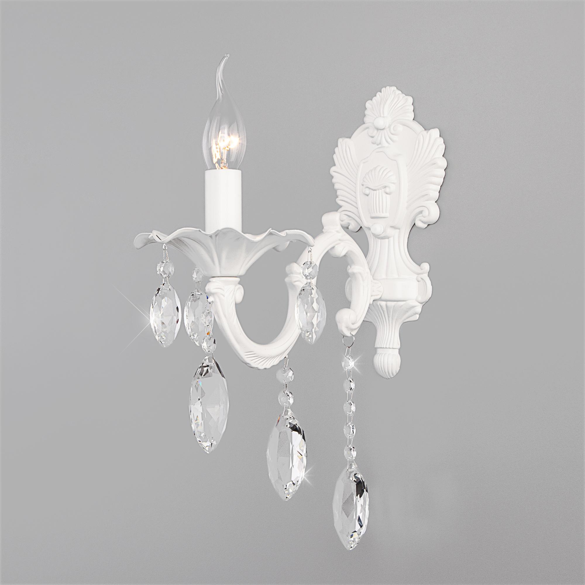 Классическое бра с хрусталем Eurosvet 10108/1 белый/прозрачный хрусталь Strotskis