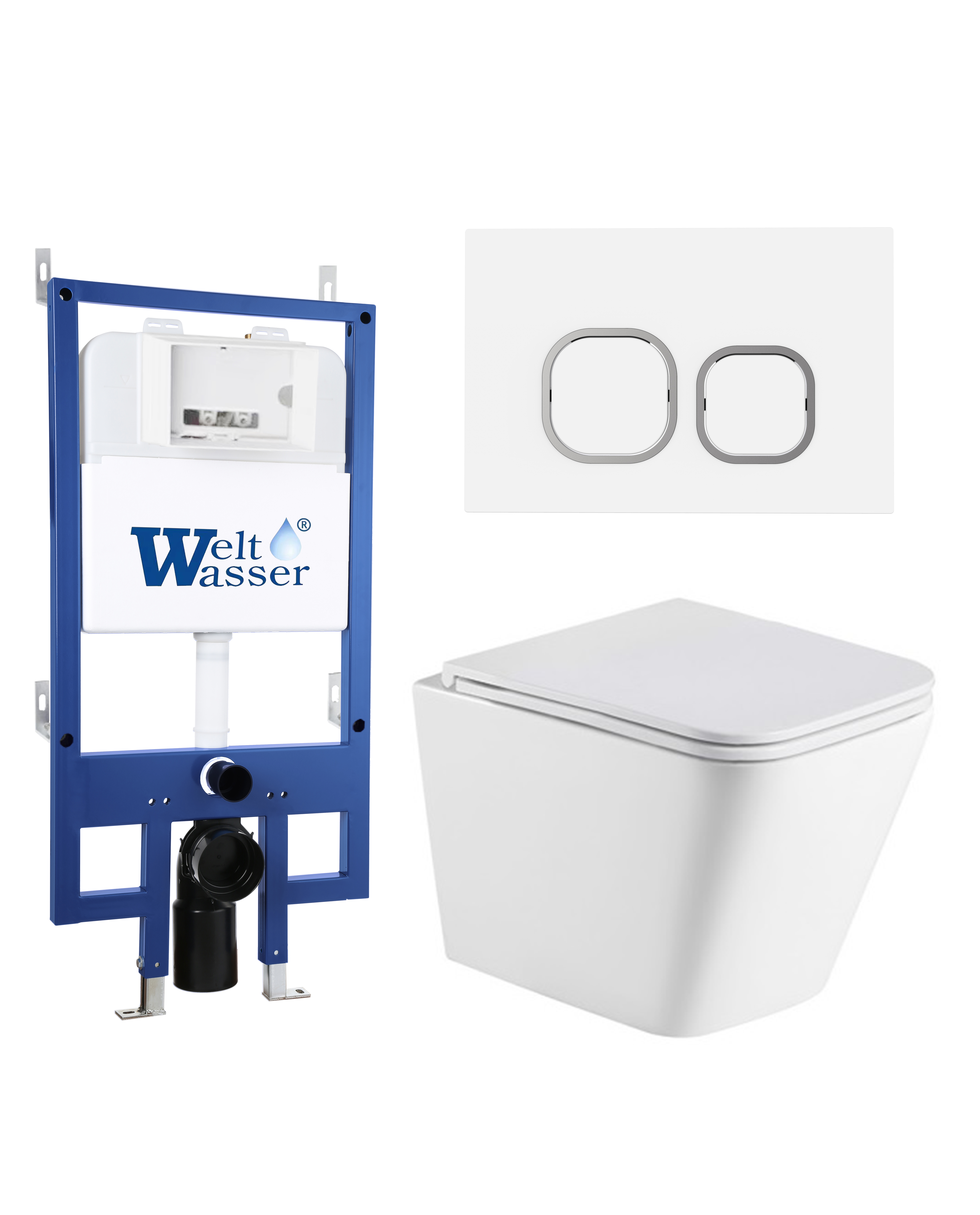 Комплект WeltWasser 10000012807 унитаз  GELBACH 043 MT-WT  + инсталляция BAMBERG 545  + кнопка смыва