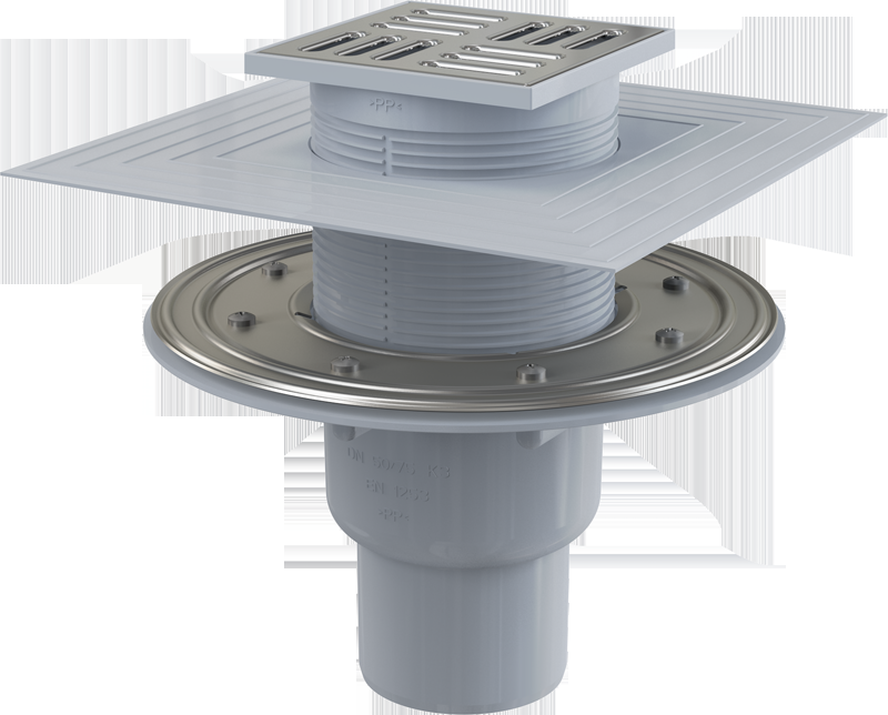 Сливной трап AlcaPlast APV2324 105х105/50/75 прямой выпуск