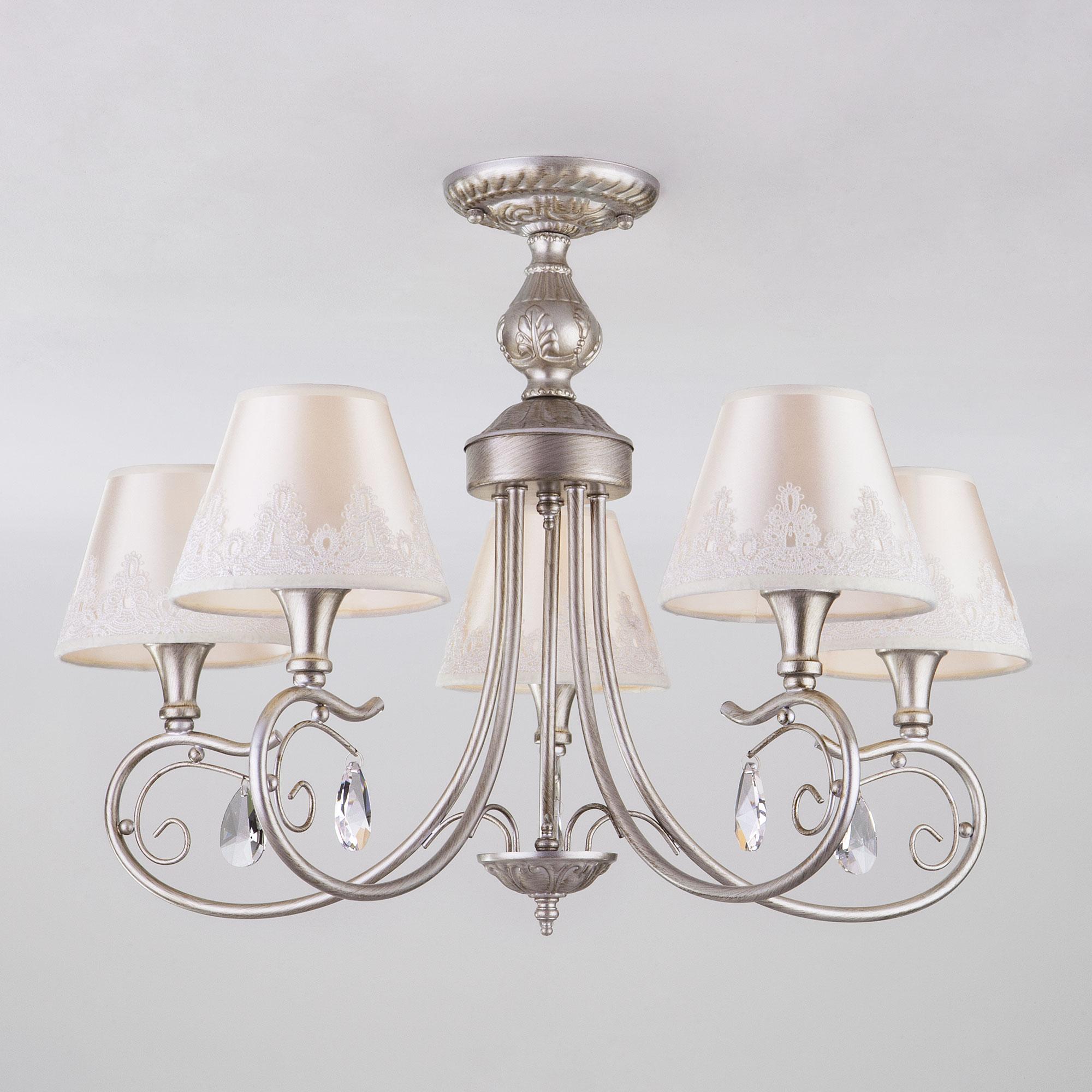 Классическая люстра с абажурами Eurosvet 60069/5 серебро