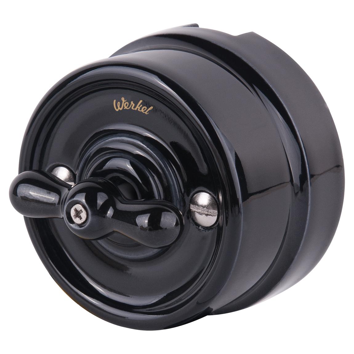Переключатель одноклавишный черный ретро Werkel W5612008