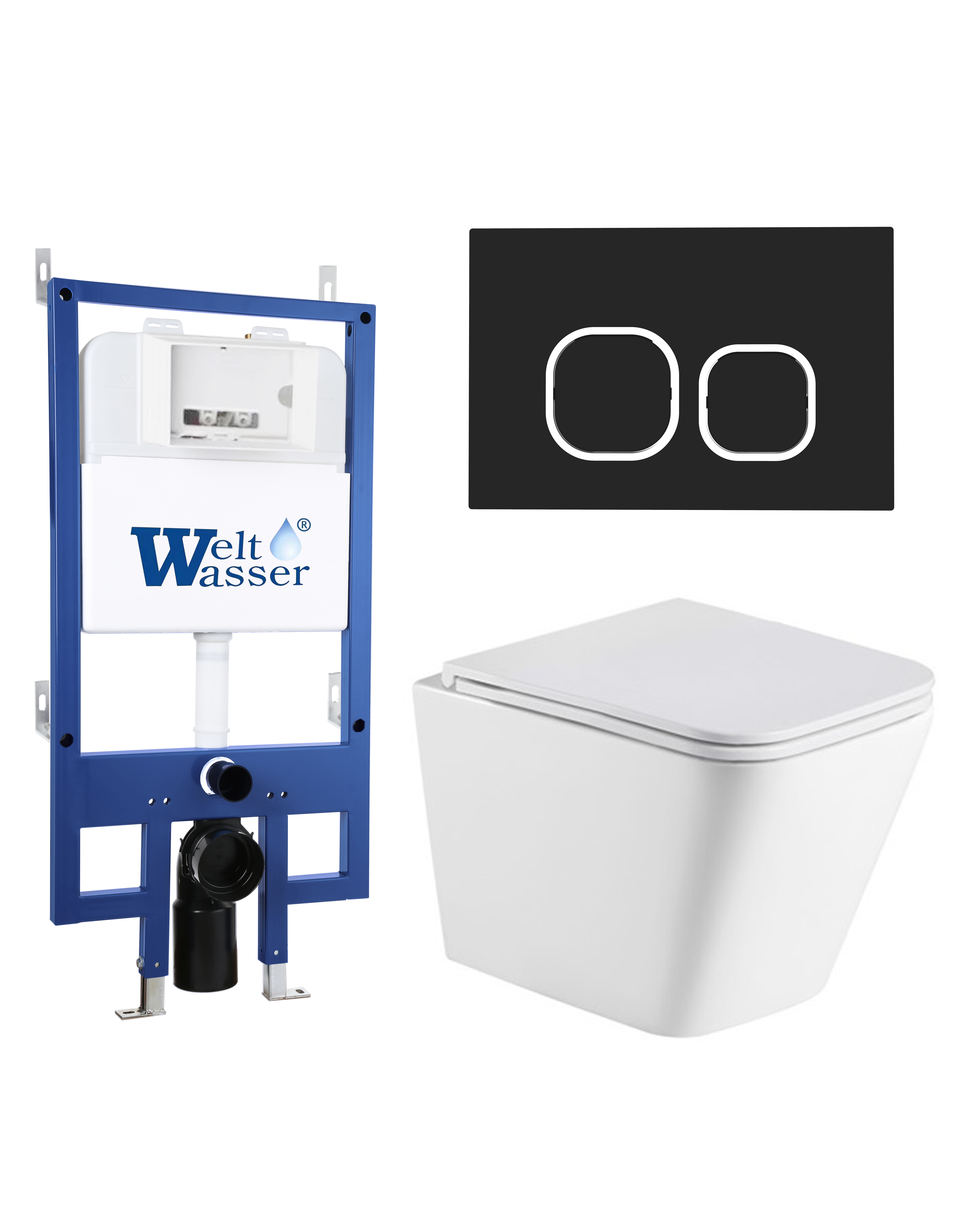 Комплект WeltWasser 10000012805 унитаз  GELBACH 043 MT-WT  + инсталляция BAMBERG 545  + кнопка смыва