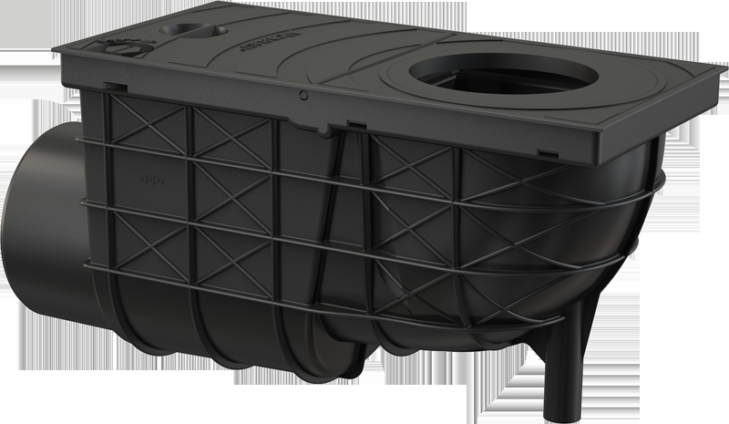 Ливнеотвод 300х155/110 боковая подводка AlcaPlast AGV3 черный
