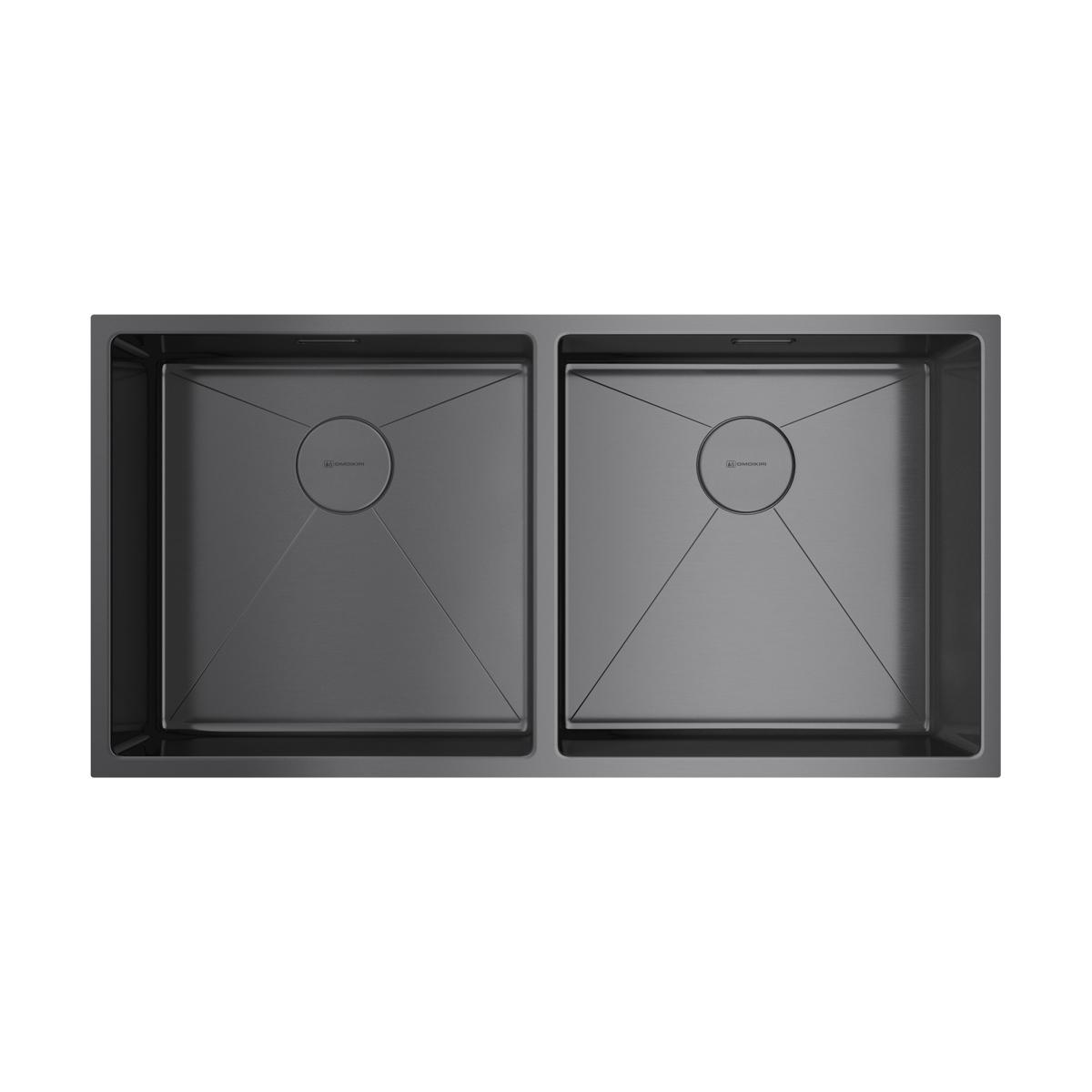 Врезная кухонная мойка Omoikiri Taki 86-2-U/IF-GM вороненая сталь 4993793