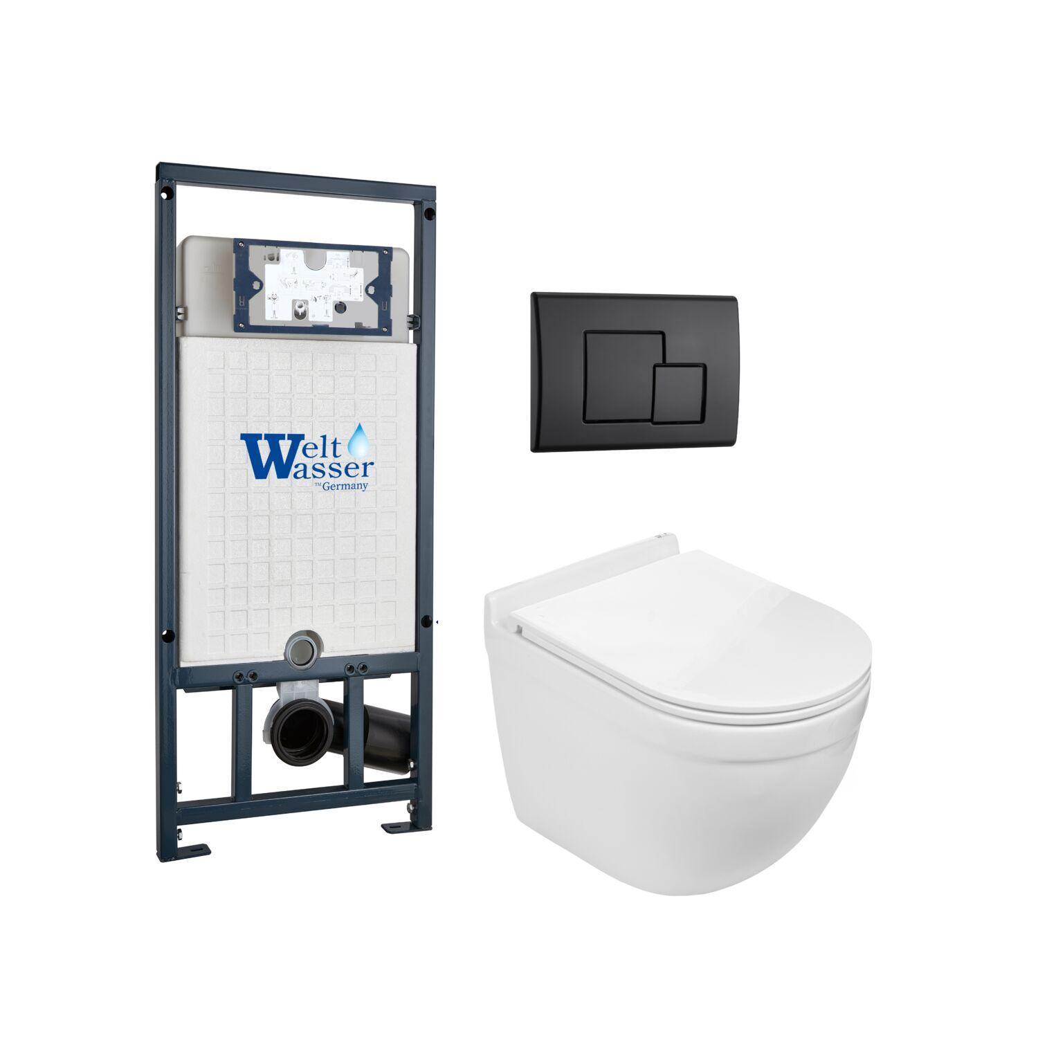 Комплект WeltWasser 10000012168 унитаз  HEIMBACH 043 GL-WT  + инсталляция MARBERG 507  + кнопка смыв