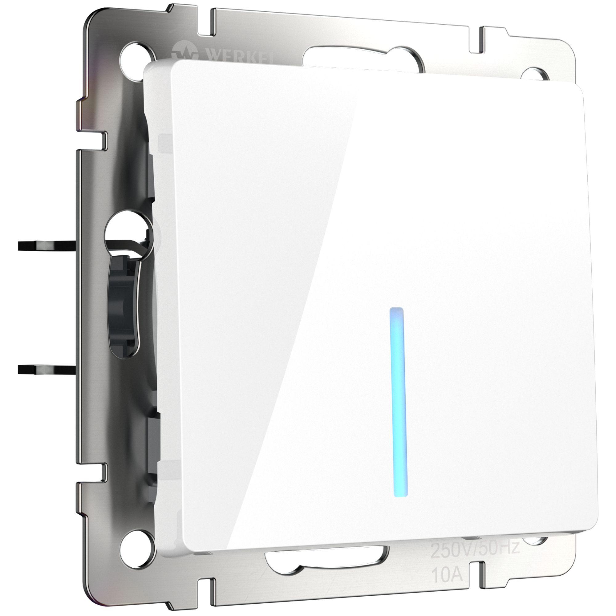 Выключатель одноклавишный с подсветкой белый Werkel W1110101