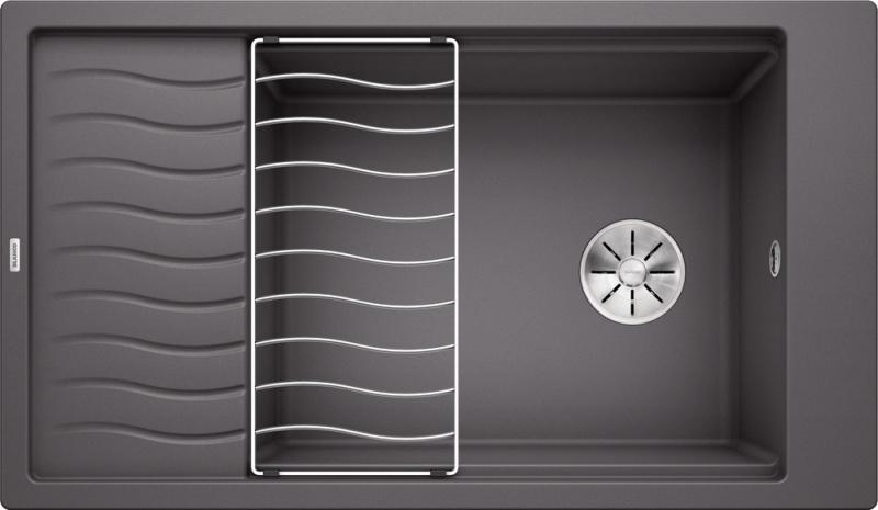 Врезная кухонная мойка Blanco ELON XL 8 S SILGRANIT PuraDur темная скала