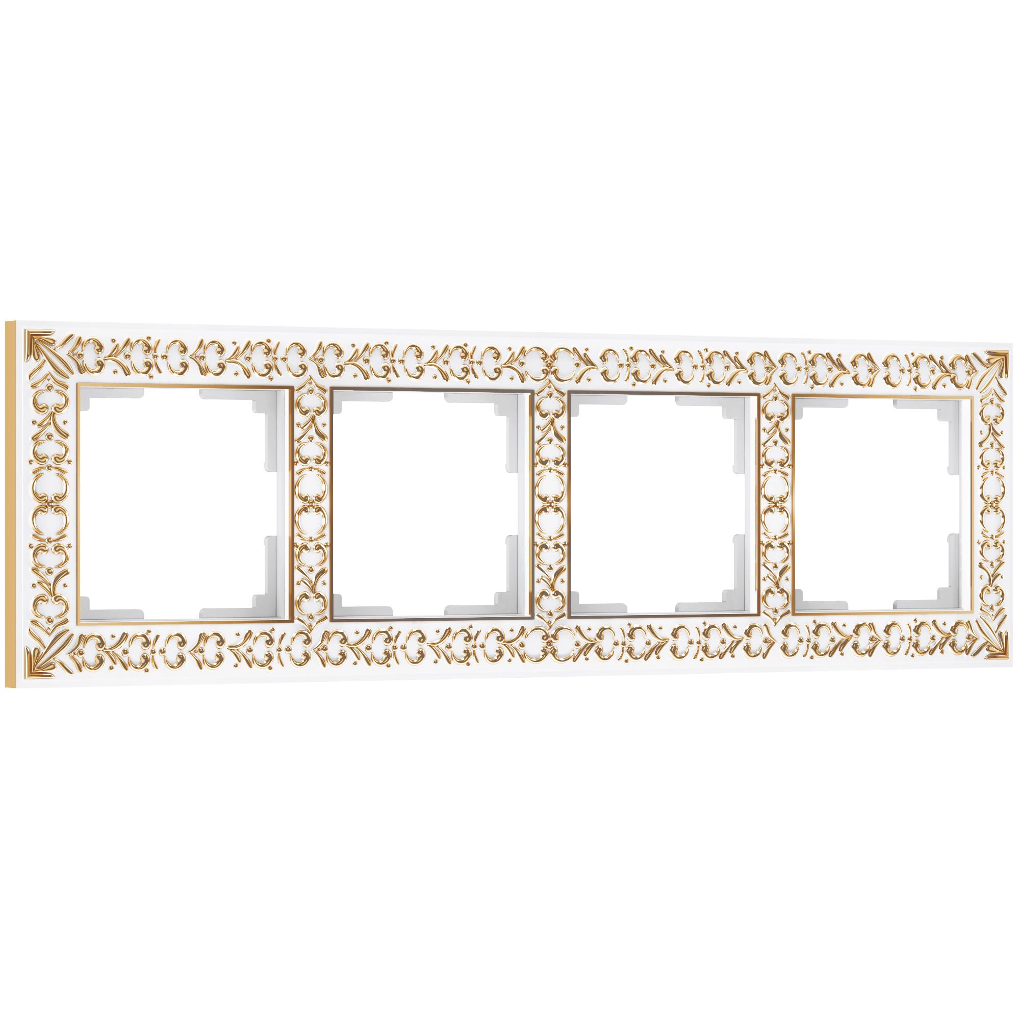 Рамка на 4 поста белое золото Werkel W0041523