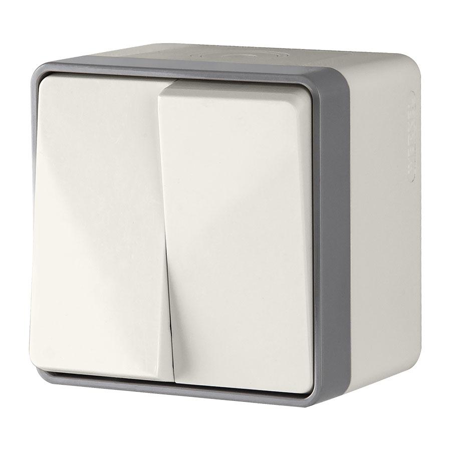 Выключатель двухклавишный влагозащищенный Gallant слоновая кость Werkel WL15-03-02