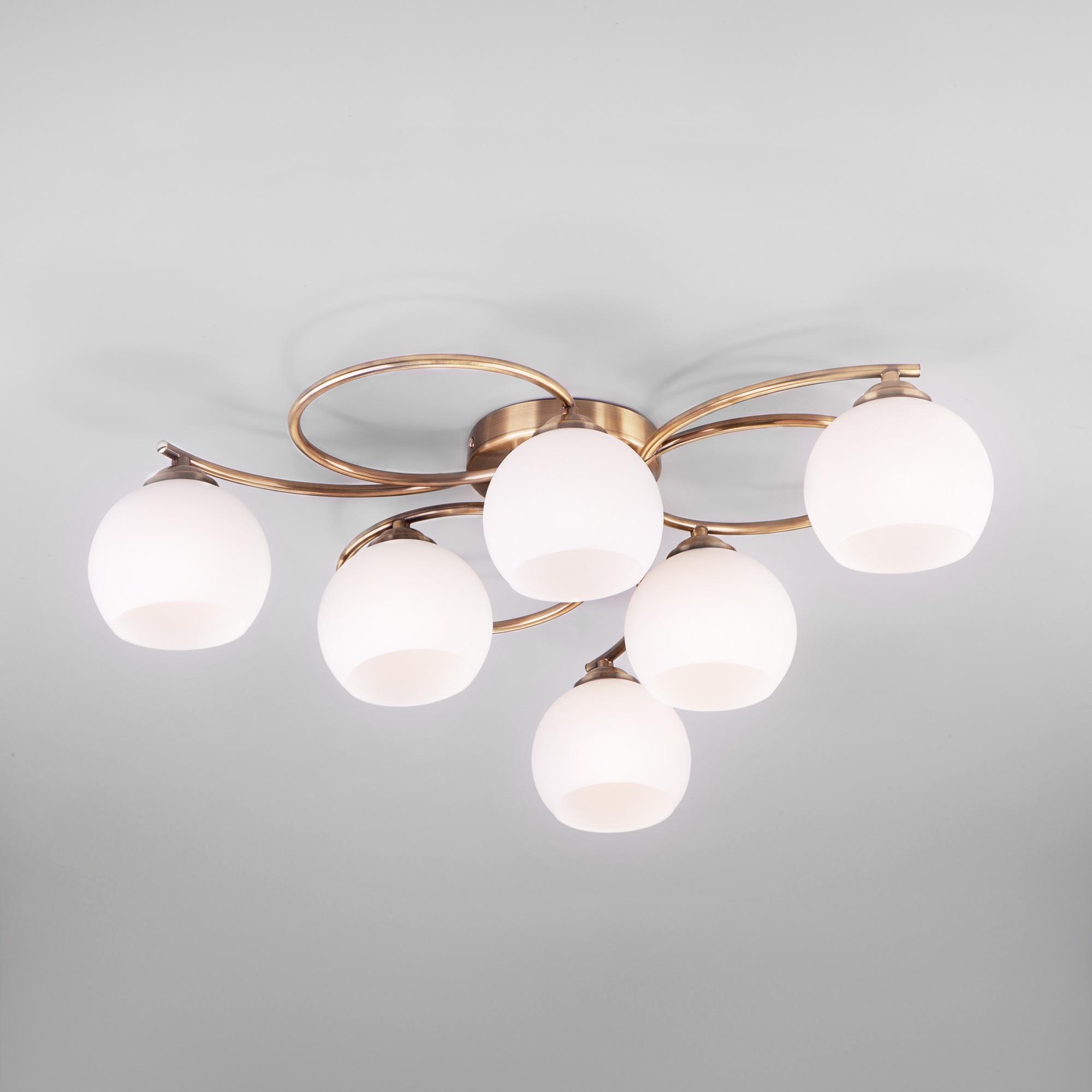 Потолочная люстра со стеклянными плафонами Eurosvet 30144/6 античная бронза