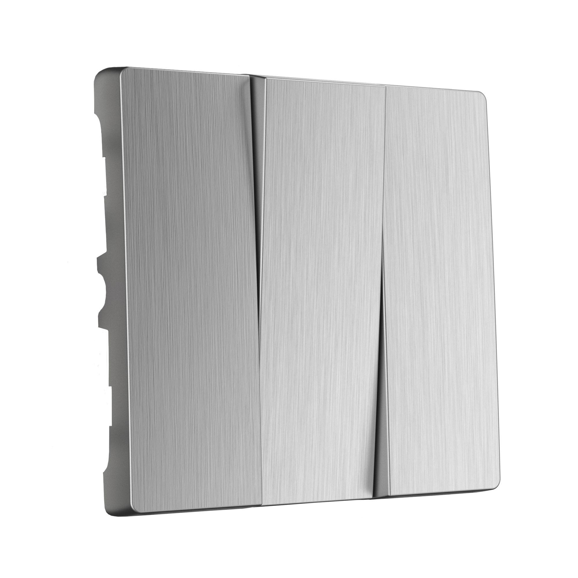 Набор клавиш для выключателя трехклавишного cеребряный рифленый Werkel W1139009