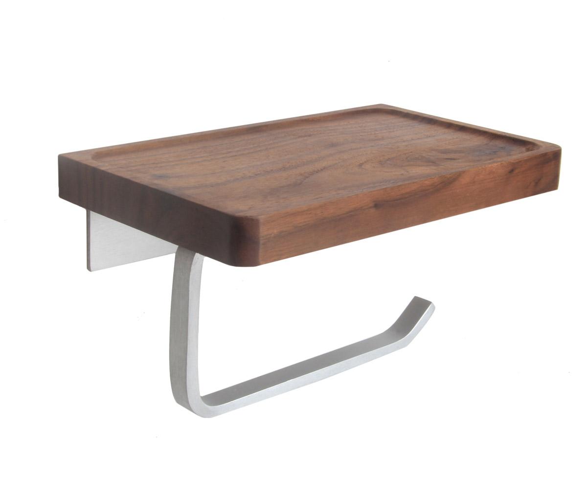 Держатель туалетной бумаги с деревянной полочкой матовый хром Bronze de Luxe Forest 10705C