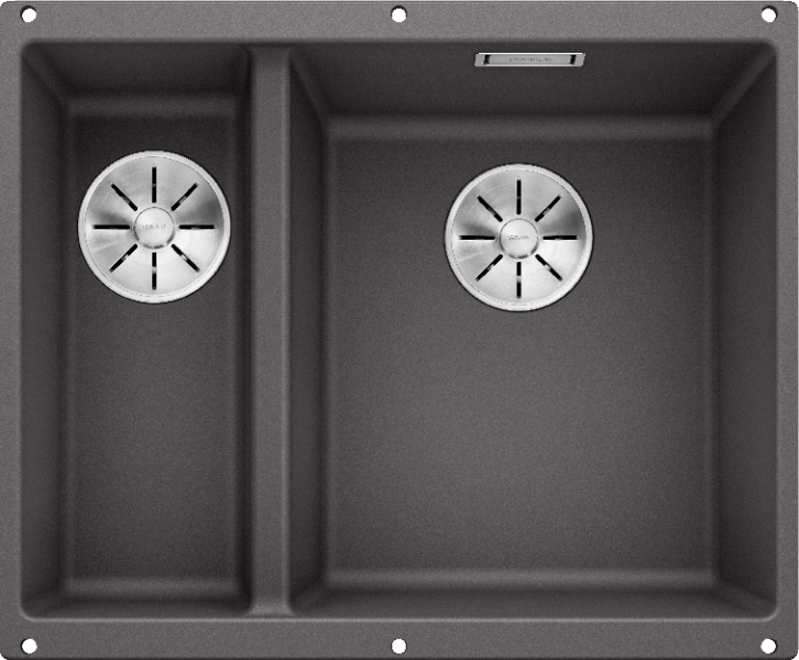 Врезная кухонная мойка Blanco SUBLINE 340/160-U SILGRANIT PuraDur (чаша справа) темная скала
