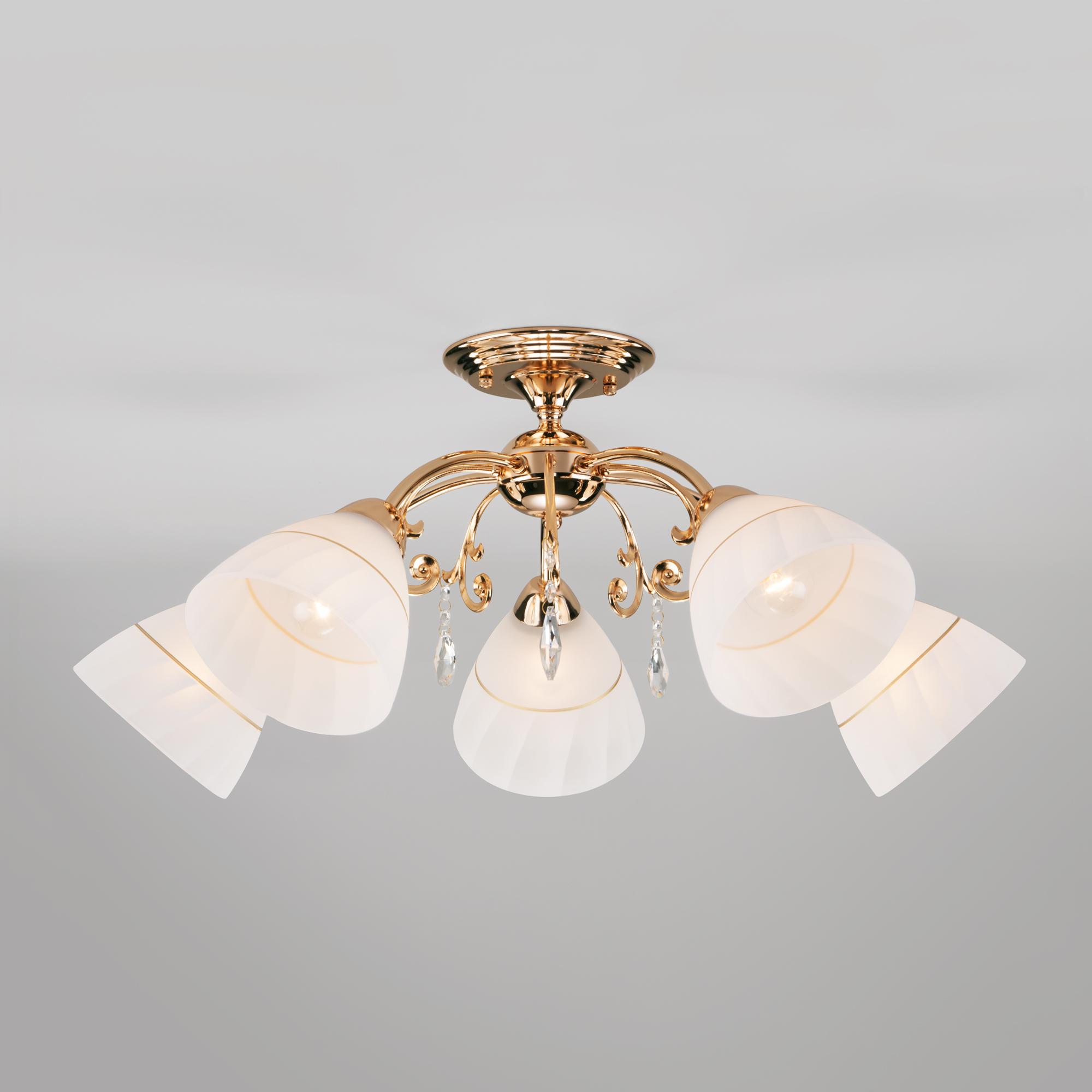 Потолочная люстра со стеклянными плафонами Eurosvet 30156/5 золото