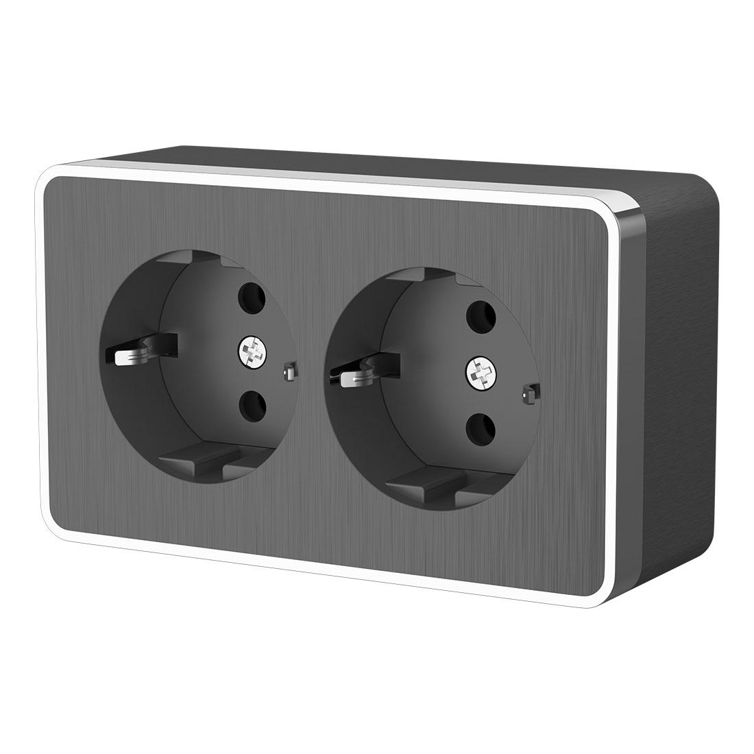 Розетка двойная с заземлением Gallant графит рифленый Werkel W5072104