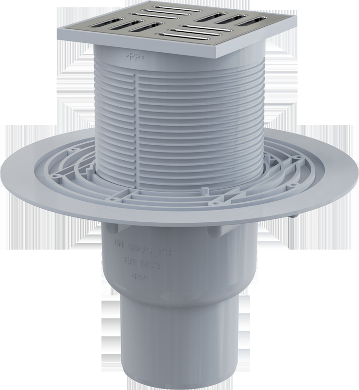 Сливной трап AlcaPlast APV201 105х105/50/75 прямой выпуск