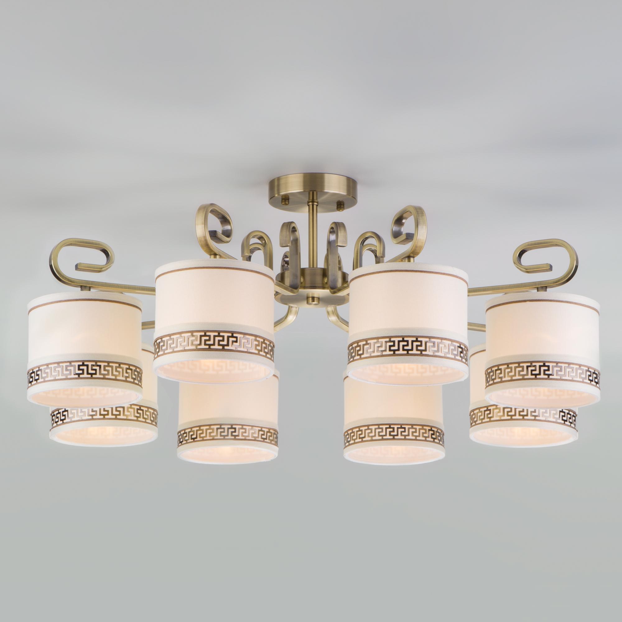 Классическая люстра с абажурами Eurosvet 60086/8 античная бронза