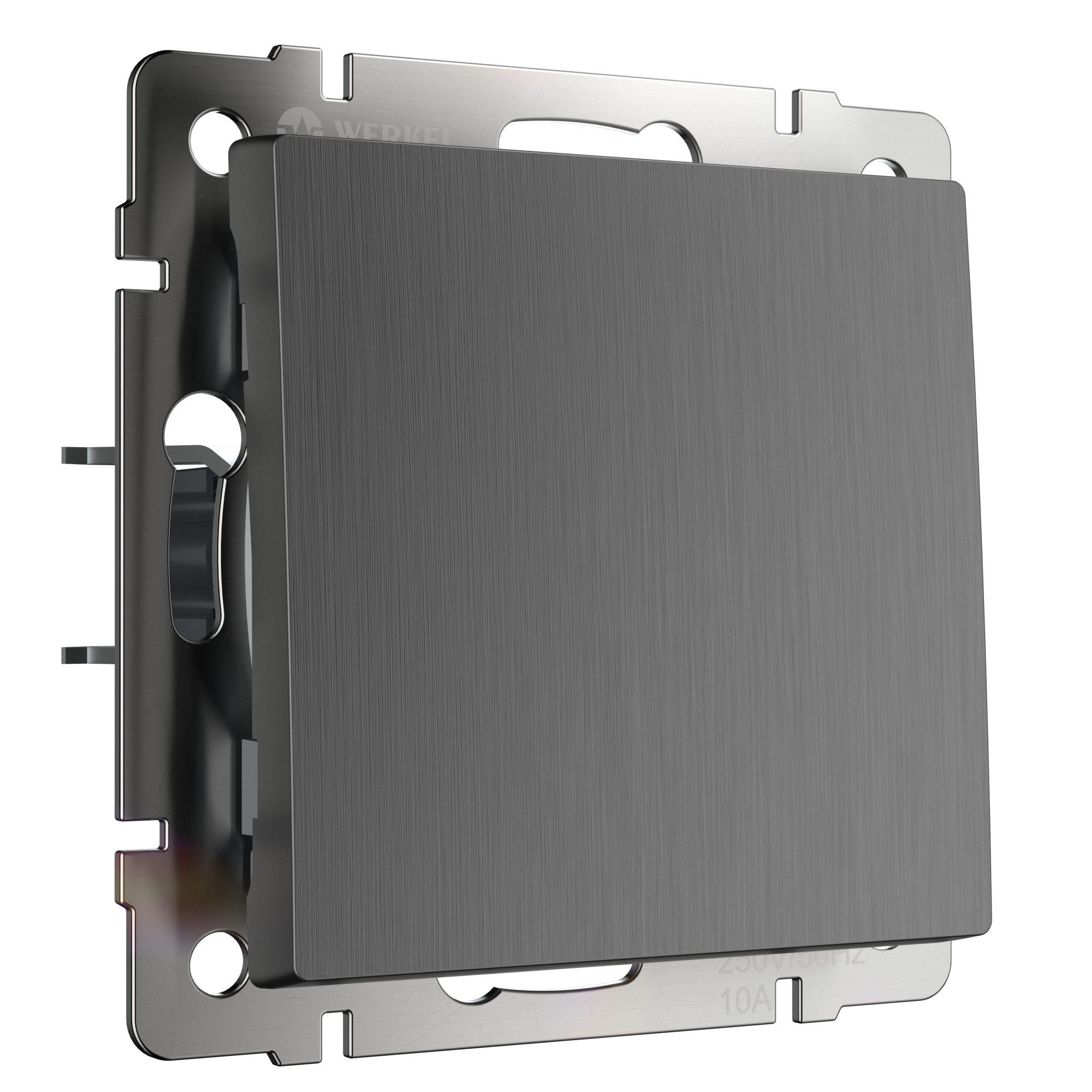 Выключатель одноклавишный проходной графит рифленый Werkel W1112004