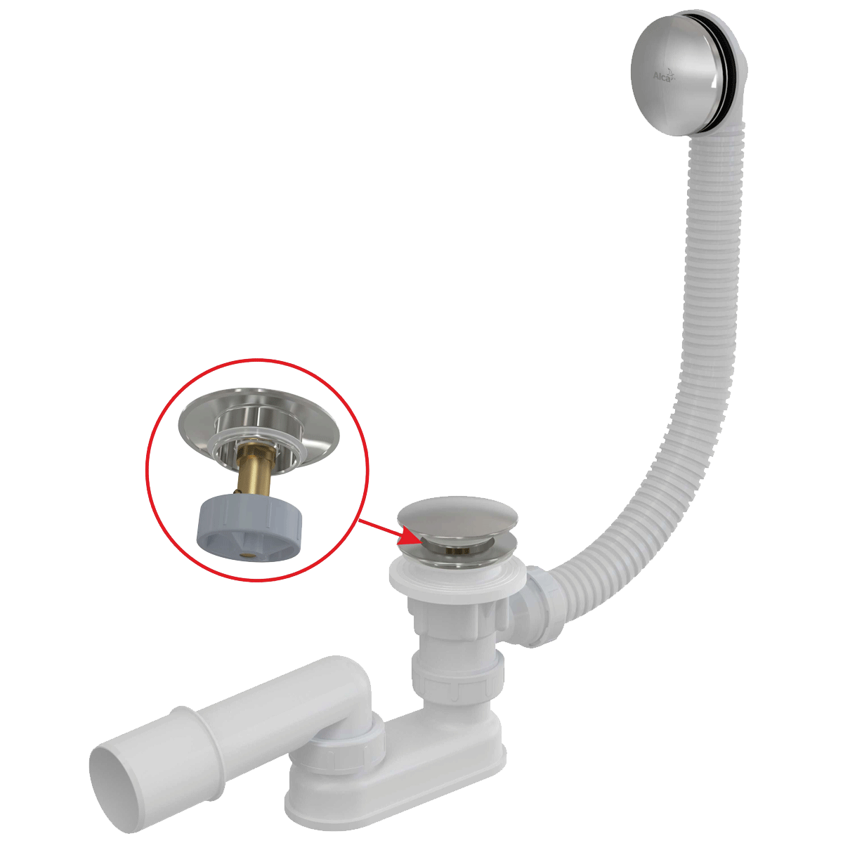 Сифон для ванны click/clak AlcaPlast A504CKM-120