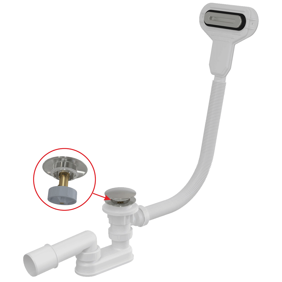 Сифон для ванны click/clak AlcaPlast A516CKM-80 хром