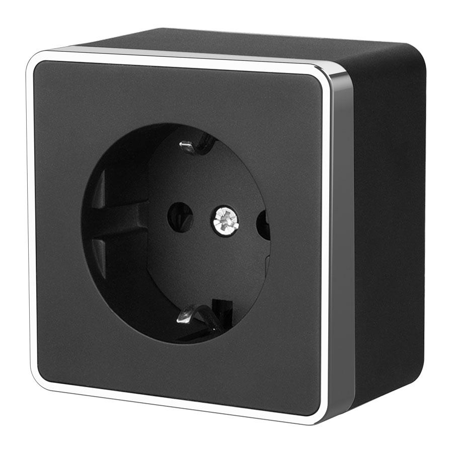 Розетка с заземлением и шторками Gallant черный/хром Werkel W5071135