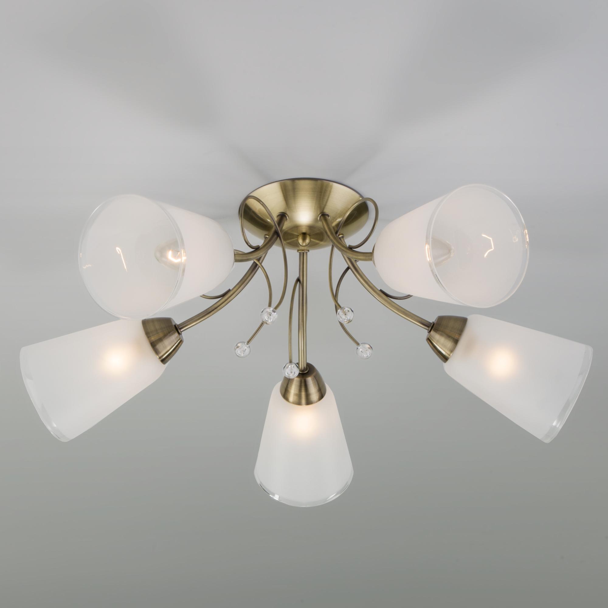 Потолочная люстра со стеклянными плафонами Eurosvet 30150/5 античная бронза