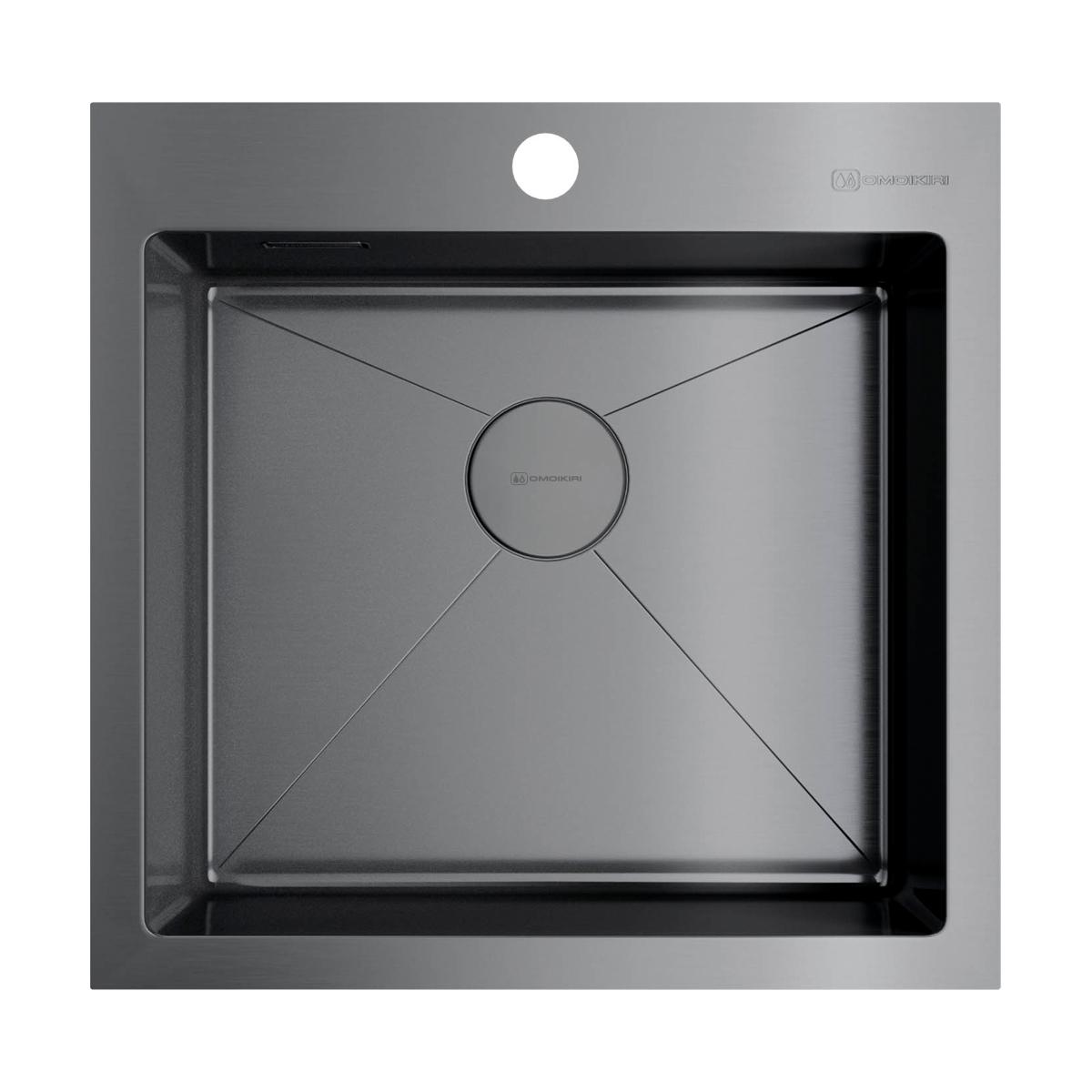 Врезная кухонная мойка Omoikiri Akisame 51-GM вороненая сталь 4973440