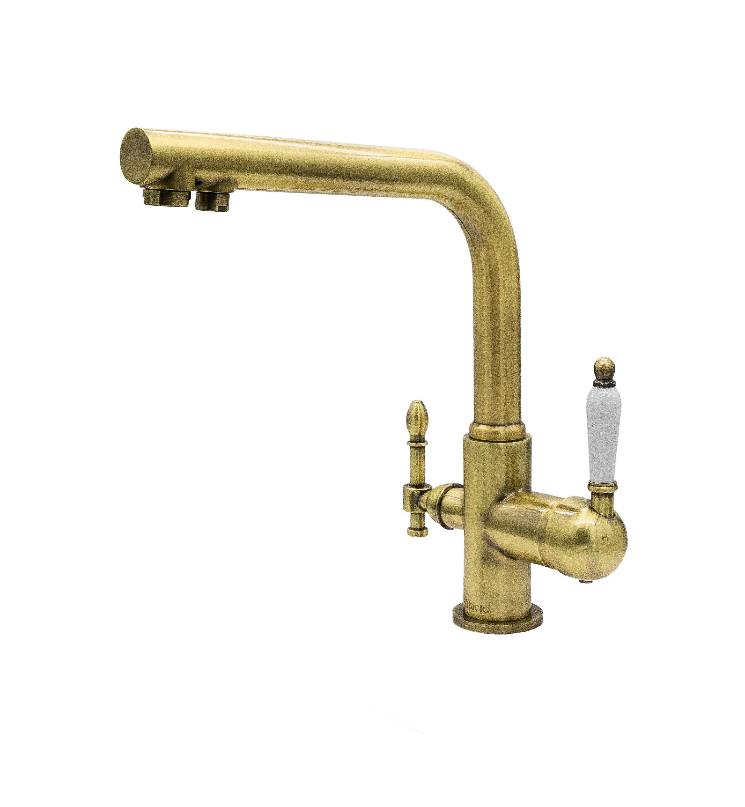 Смеситель для кухни с подключением фильтра 2в1 Milacio Castellon Ceramic бронза MC.512.BR