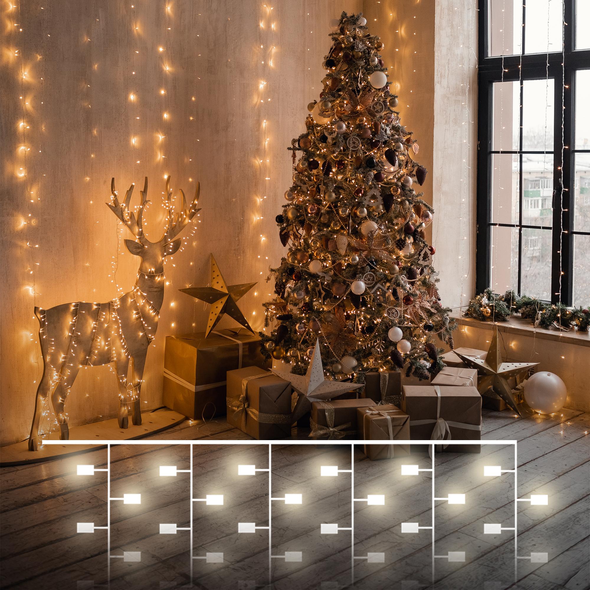 Гирлянда занавес "Роса" Eurosvet 2*3м IP20 200-004 теплый белый