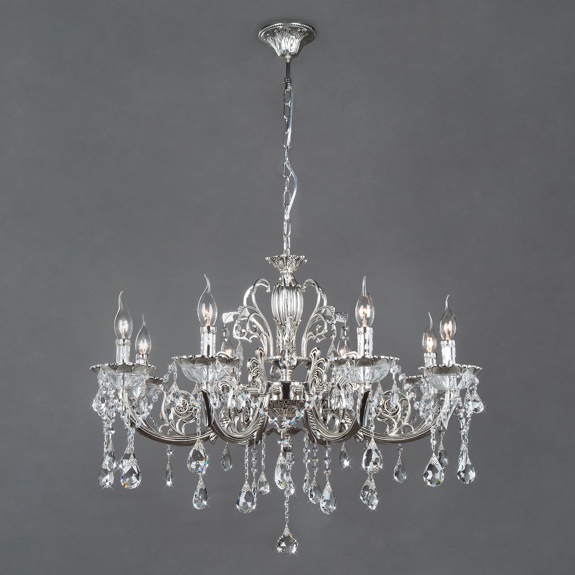 Подвесная люстра с хрусталем Bogate's 230/8 серебряный