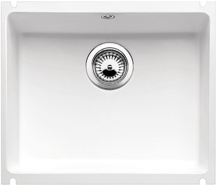 Врезная кухонная мойка Blanco SUBLINE 500-U керамика PuraPlus глянцевый белый