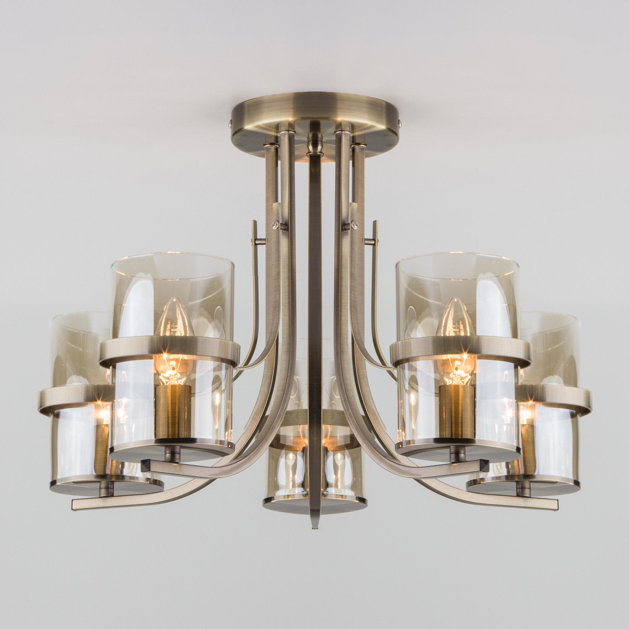 Потолочная люстра со стеклянными плафонами Eurosvet 60085/5 античная бронза