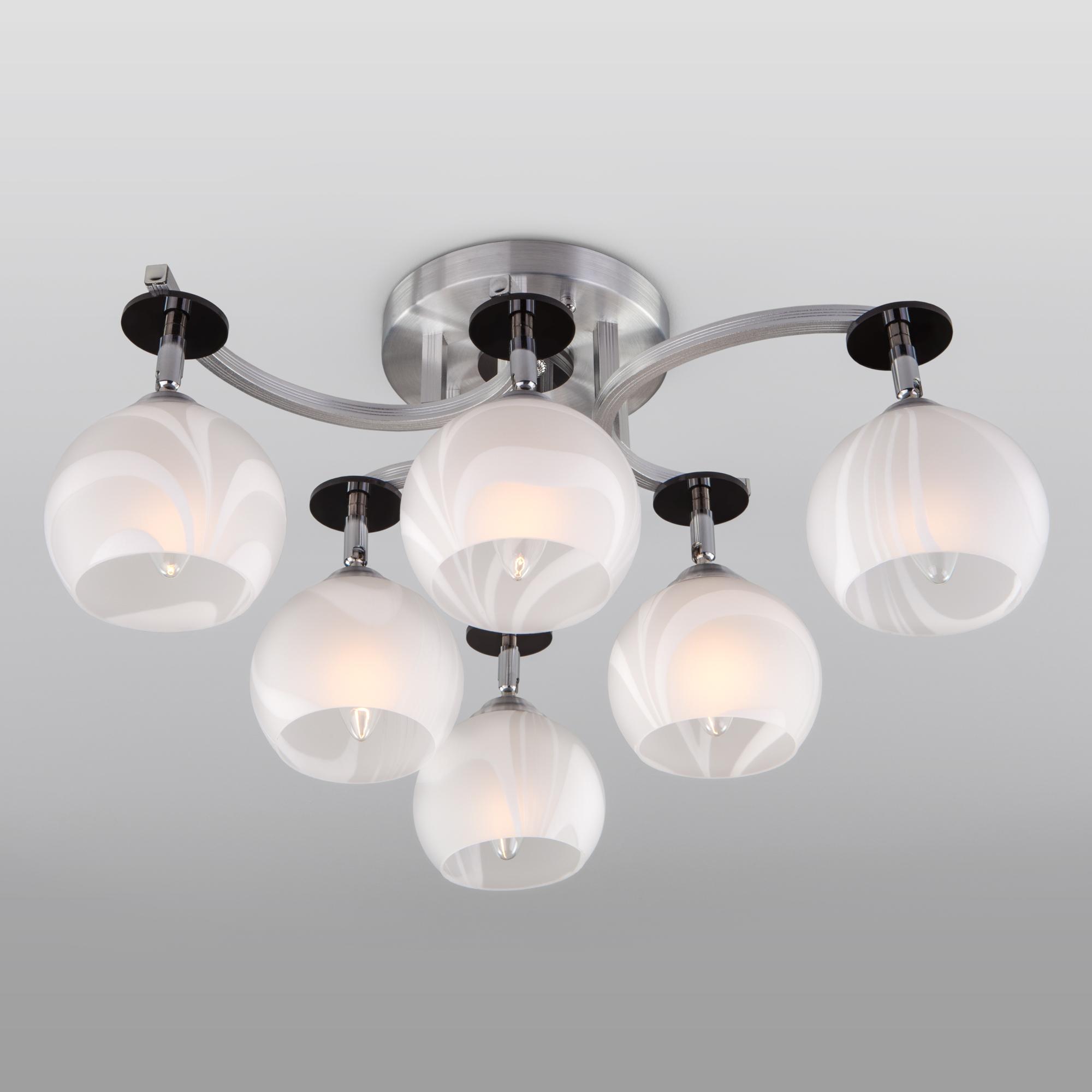 Люстра с плафонами Eurosvet 9643/6 серебро/белый