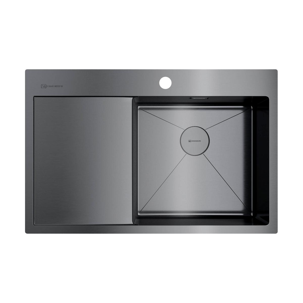 Врезная кухонная мойка Omoikiri Akisame 78-GM-R вороненая сталь 4973100