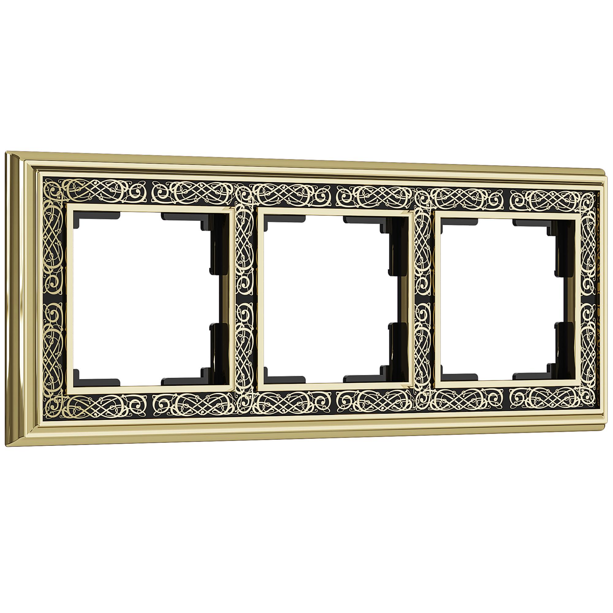 Рамка на 3 поста золото/черный Werkel W0031430