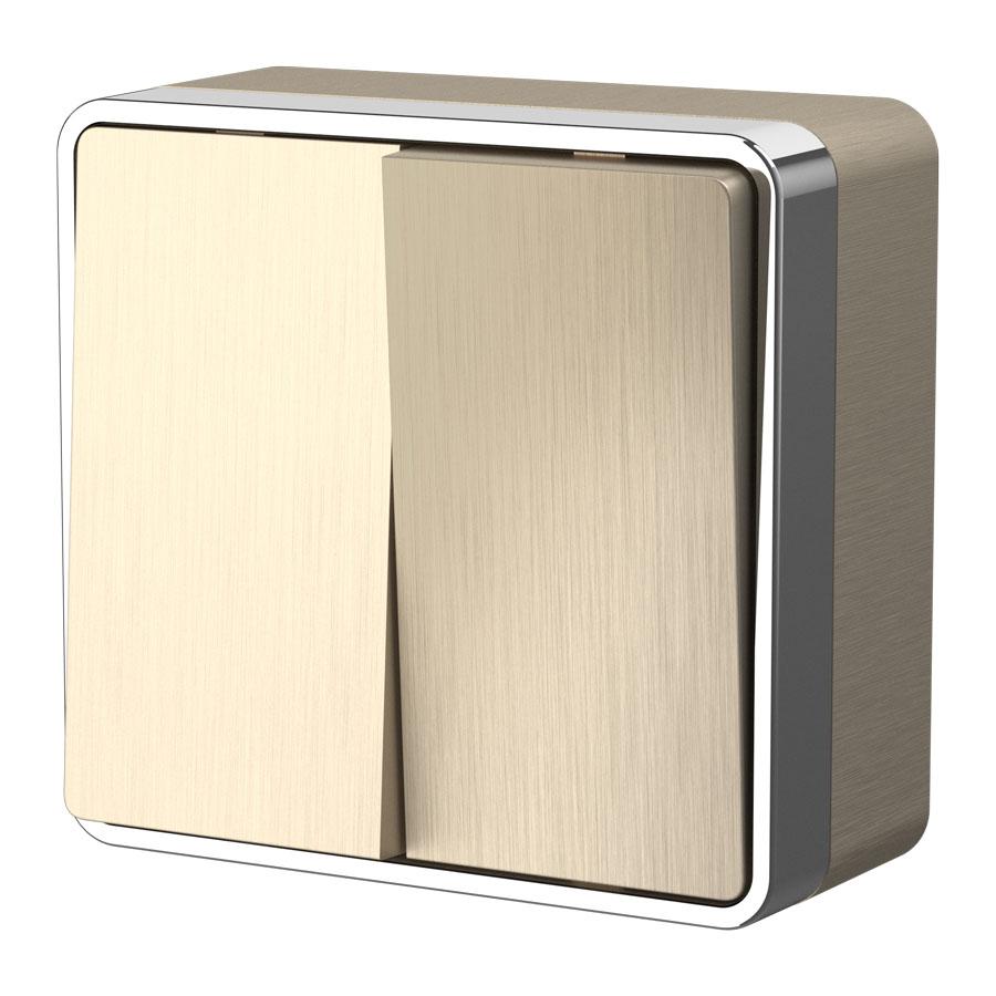 Выключатель двухклавишный Gallant шампань рифленый Werkel W5020010