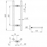 Ручка-скоба Fuaro PH-45-32 1000-Inox с креплением под 45 град. (нержавейка) 45497