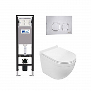 Комплект WeltWasser 10000012441 унитаз  HEIMBACH 043 GL-WT  + инсталляция AMBERG 350  + кнопка смыва